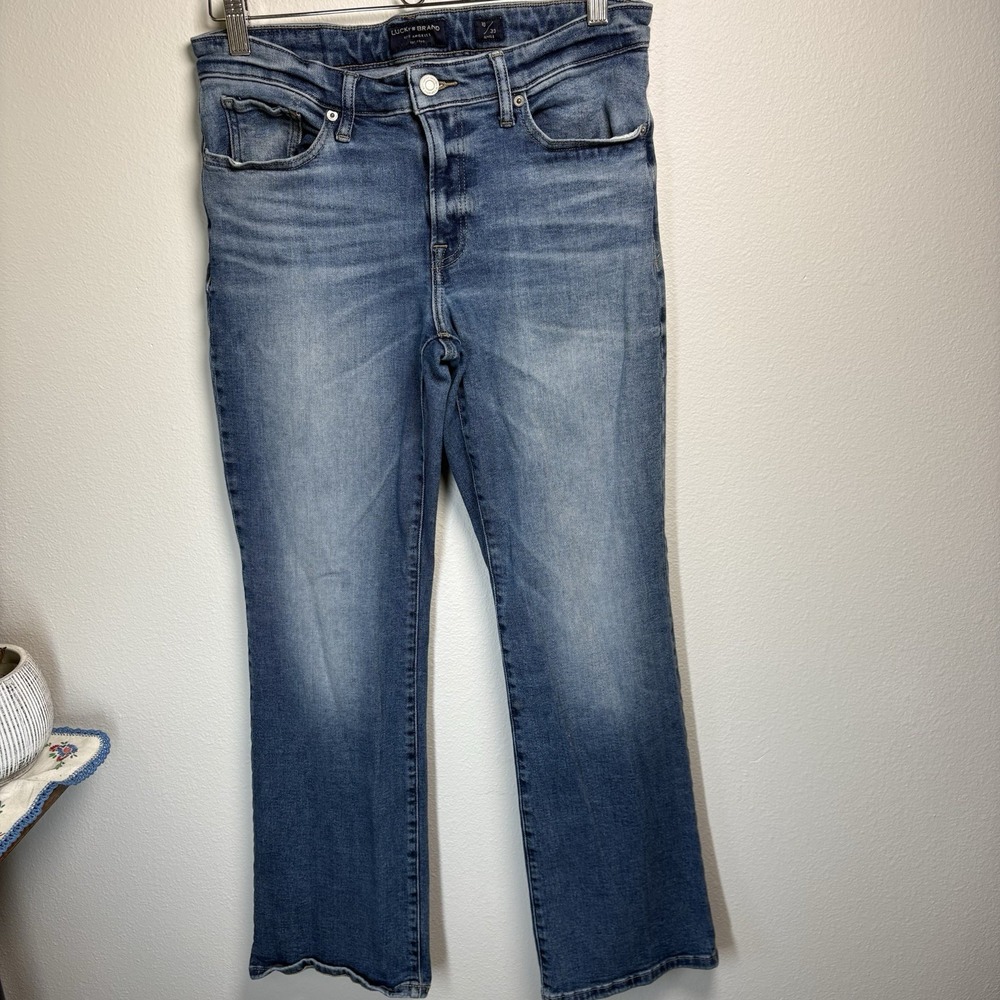 Lucky Brand 10/30 Ankle Medium Wash Denim Sweet Boot Distressed Bootcut Jeans